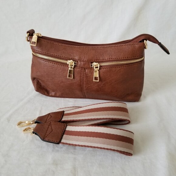 NEW! Trendy Faux Leather Purse/Crossbody/Shoulder Bag w/Detachable Woven Strap - Picture 7 of 13